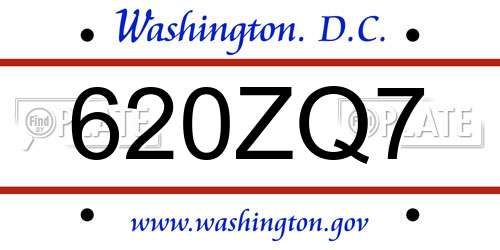 620ZQ7 District Of Columbia License Plate