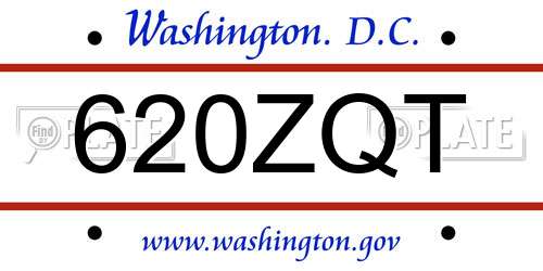620ZQT District Of Columbia License Plate
