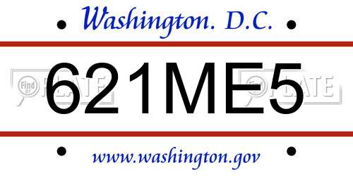 621ME5 District Of Columbia License Plate