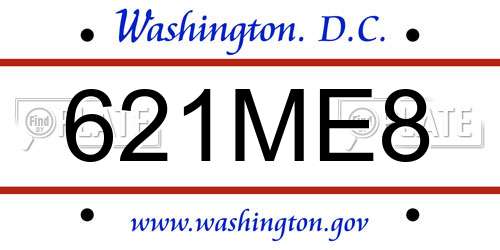621ME8 District Of Columbia License Plate