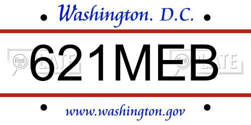 621MEB District Of Columbia License Plate