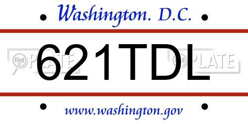 621TDL District Of Columbia License Plate