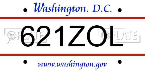 621ZOL District Of Columbia License Plate