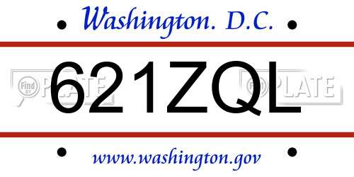 621ZQL District Of Columbia License Plate
