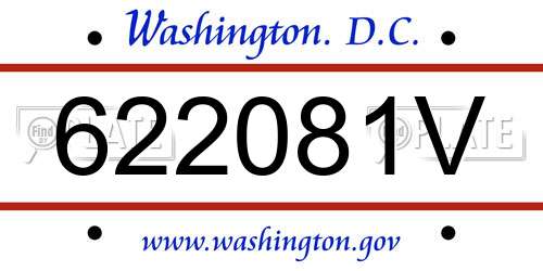622081V District Of Columbia License Plate