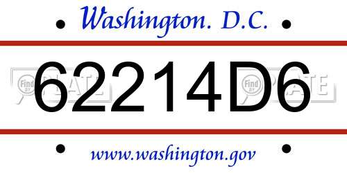 62214D6 District Of Columbia License Plate