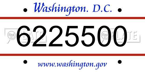 6225500 District Of Columbia License Plate