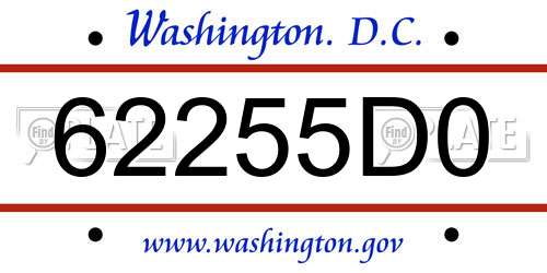 62255D0 District Of Columbia License Plate