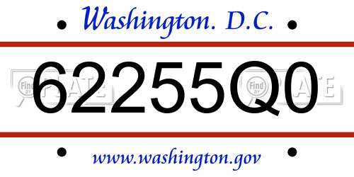 62255Q0 District Of Columbia License Plate