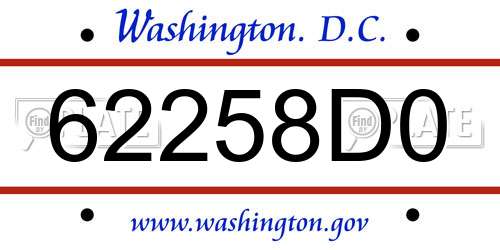 62258D0 District Of Columbia License Plate