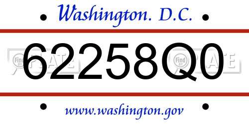 62258Q0 District Of Columbia License Plate