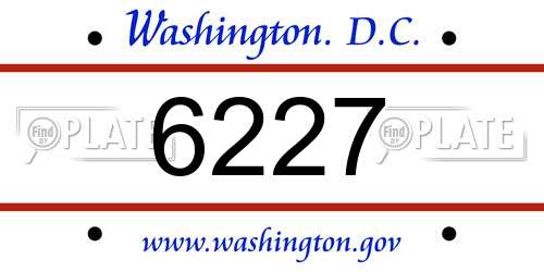 6227 District Of Columbia License Plate