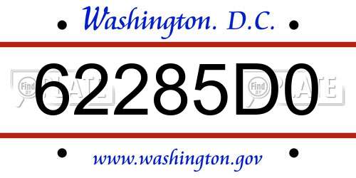 62285D0 District Of Columbia License Plate