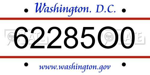 62285O0 District Of Columbia License Plate