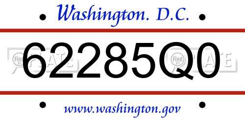 62285Q0 District Of Columbia License Plate