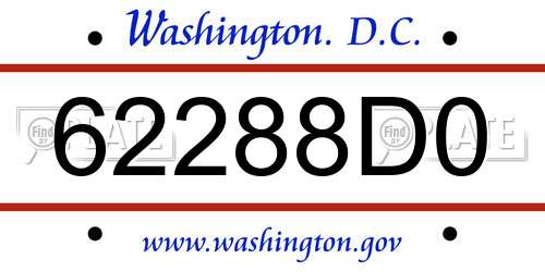 62288D0 District Of Columbia License Plate