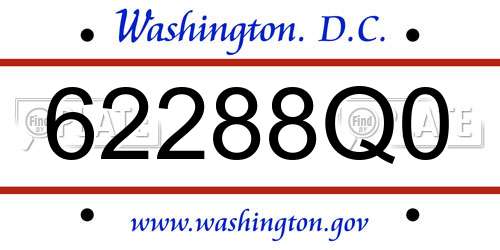 62288Q0 District Of Columbia License Plate