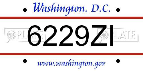 6229ZI District Of Columbia License Plate