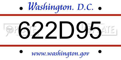 622D95 District Of Columbia License Plate