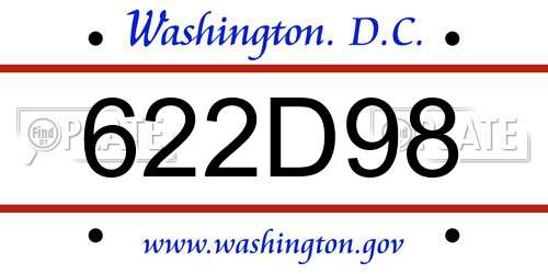 622D98 District Of Columbia License Plate