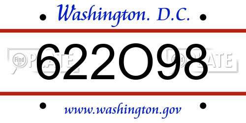 622O98 District Of Columbia License Plate