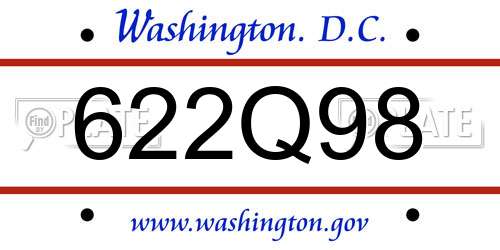 622Q98 District Of Columbia License Plate