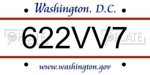 622VV7 District Of Columbia License Plate