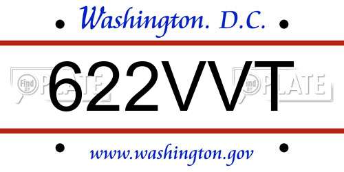 622VVT District Of Columbia License Plate