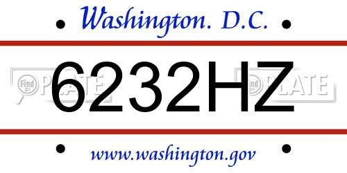 6232HZ District Of Columbia License Plate