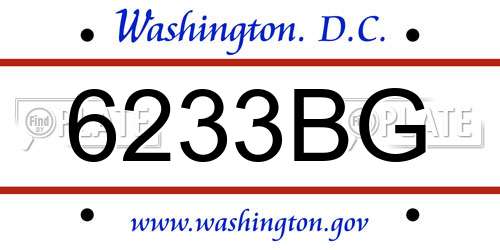 6233BG District Of Columbia License Plate