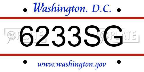 6233SG District Of Columbia License Plate