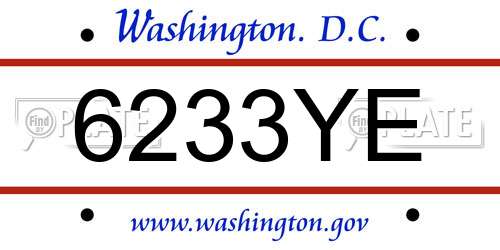 6233YE District Of Columbia License Plate