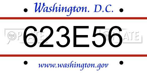 623E56 District Of Columbia License Plate