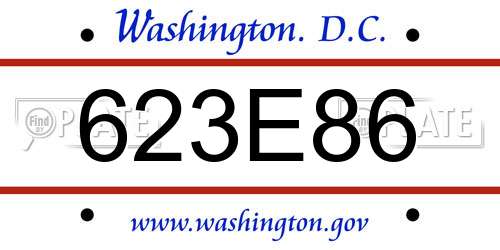 623E86 District Of Columbia License Plate