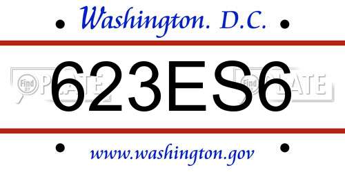 623ES6 District Of Columbia License Plate