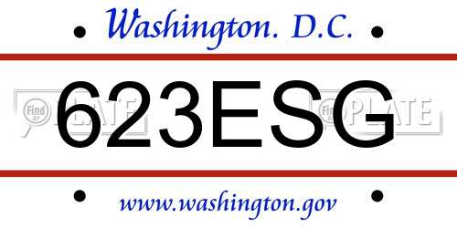 623ESG District Of Columbia License Plate