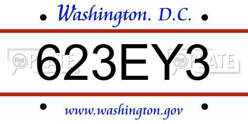 623EY3 District Of Columbia License Plate