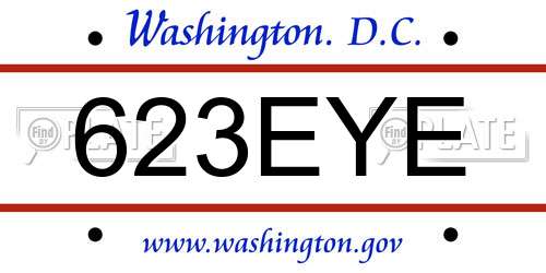 623EYE District Of Columbia License Plate