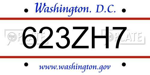 623ZH7 District Of Columbia License Plate
