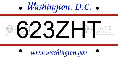 623ZHT District Of Columbia License Plate