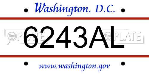 6243AL District Of Columbia License Plate