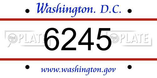 6245 District Of Columbia License Plate