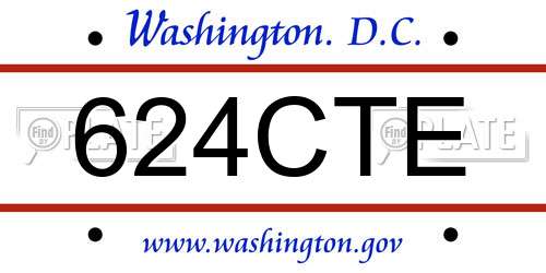 624CTE District Of Columbia License Plate