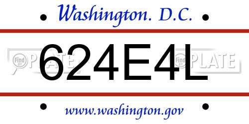 624E4L District Of Columbia License Plate