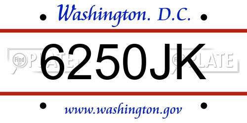 6250JK District Of Columbia License Plate