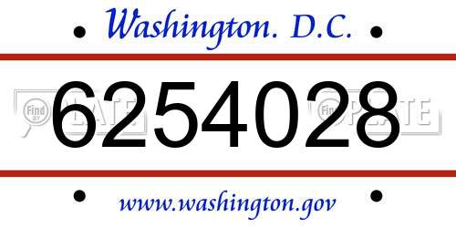 6254028 District Of Columbia License Plate