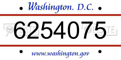 6254075 District Of Columbia License Plate