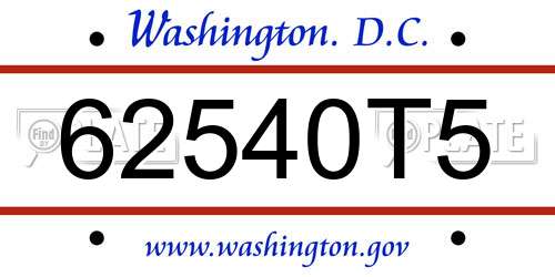 62540T5 District Of Columbia License Plate