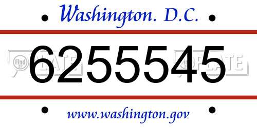 6255545 District Of Columbia License Plate