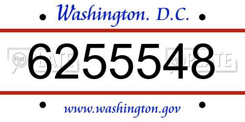 6255548 District Of Columbia License Plate